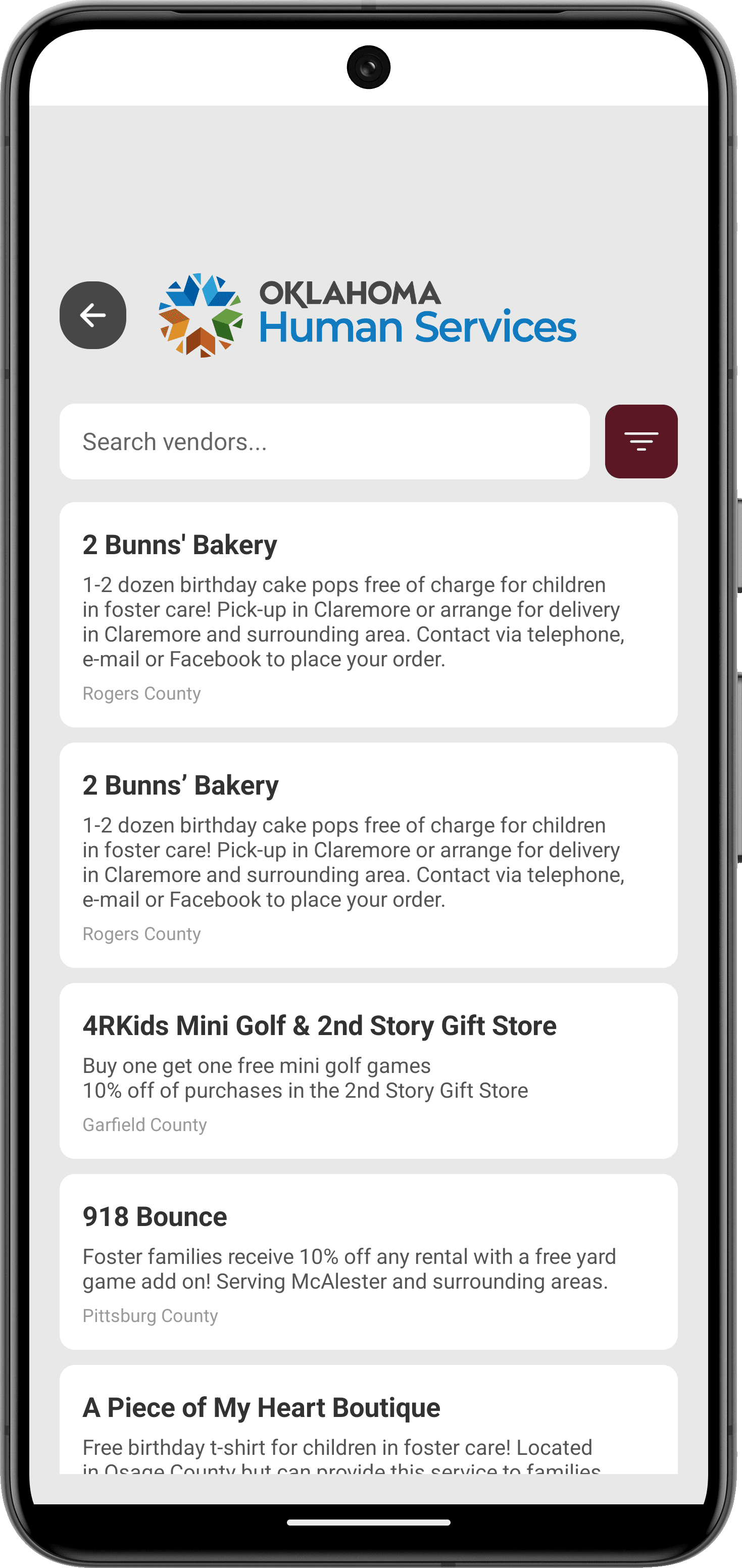 Oklahoma Foster Care: Benefits Directory App Screenshot 2